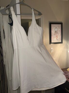 White V-Neck Fit & Flare Dress